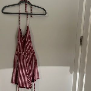 Hollister XS red and white striped romper